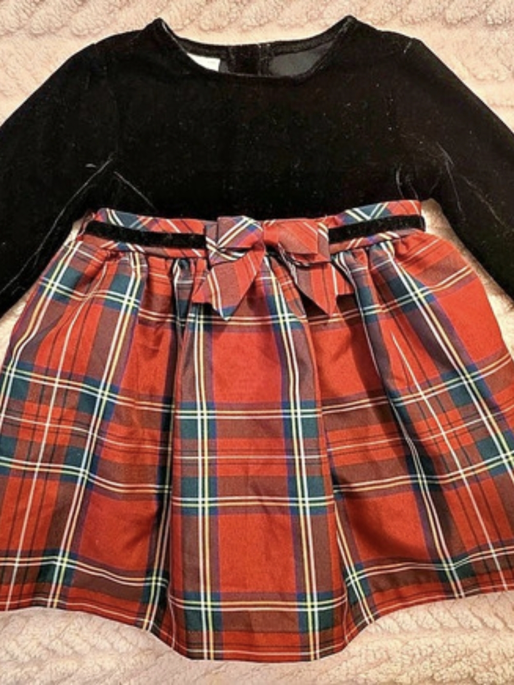 Wonder Kids Plaid Velvet Dress Girls 24M